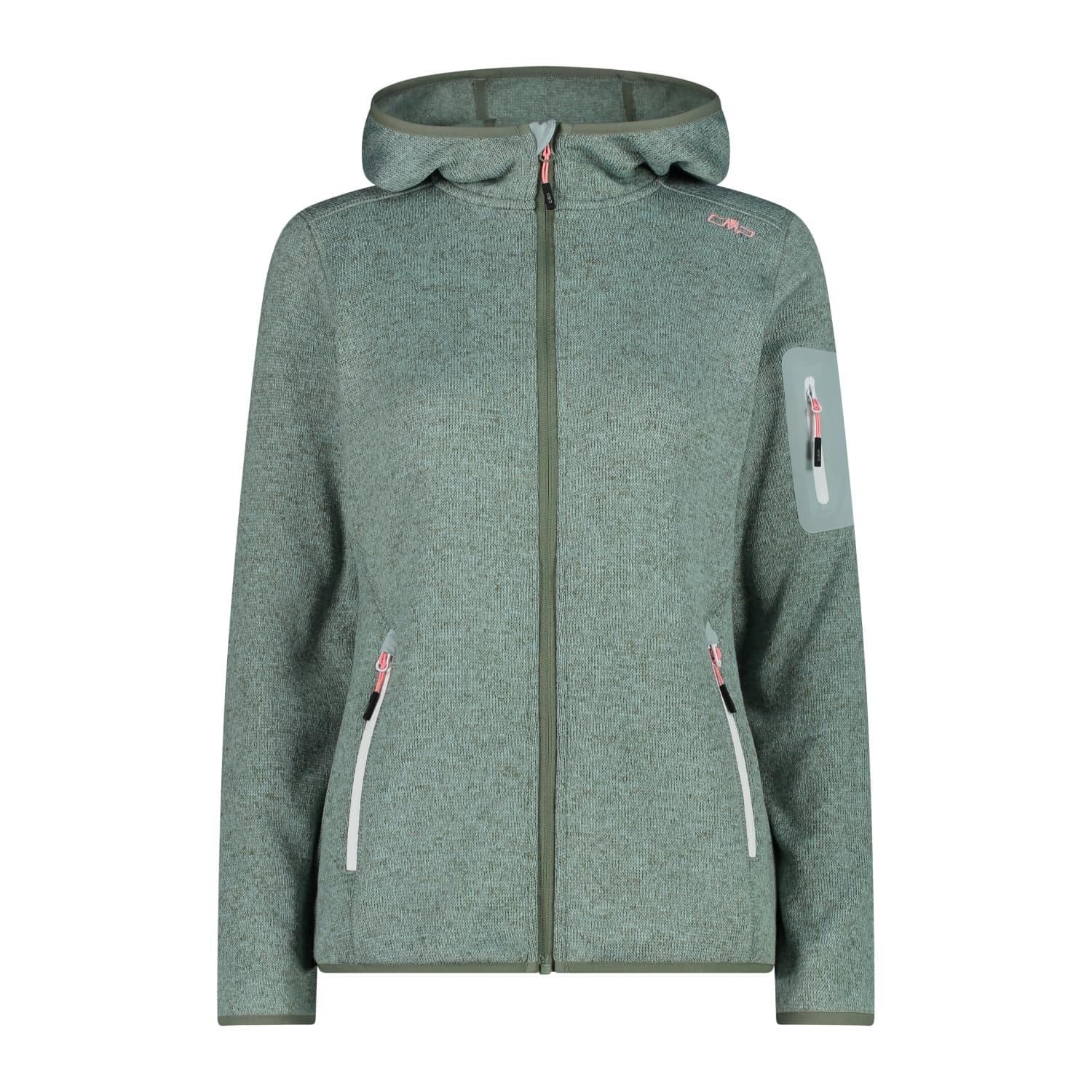 CMP Damen Strickjacke mit Fester Kapuze, Jade-Salvia, D38