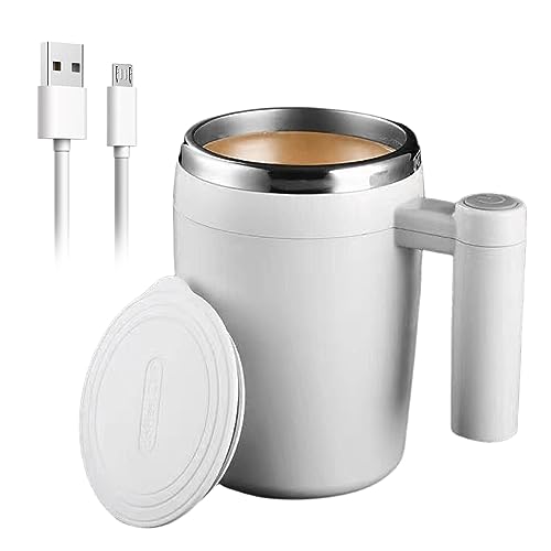 Selbstrührende Tasse: 380ML Elektrischer Kaffeebecher Automatische magnetische Rührtasse Edelstahltasse mit Deckel Mischbecher Rührkaffeetasse für Kaffee, Tee, Kakao, Saft, Milch