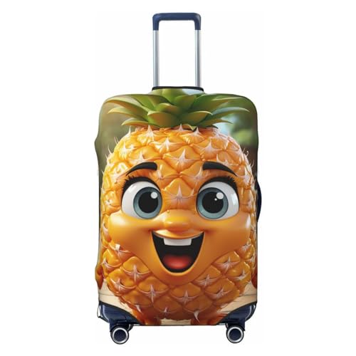 CSGJMYGS Reisegepäckabdeckung, elastisch, waschbar, modisch, kratzfest, Cartoon-Ananas-Koffer-Schutz, passend für 45,7 - 81,3 cm Gepäck, Schwarz , XL