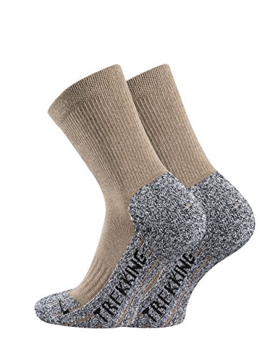 TippTexx24 Trekkingsocken, 6 Paar Trekking Socken Coolmaxsocken, Beige, 43/46