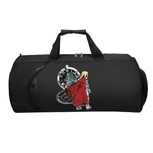 Fullmet-al Alchemi-st Reisetasche HandgepäCk, Groß Wasserdicht Sporttasche, HandgepäCk füR Weekender Herren Damen Flugzeug(Black 15)