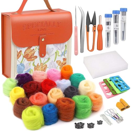 ohodhmnu Nadelfilz-Set, Puppenherstellung, Wolle, Nadelfilz, Starter-Kits, Filzpad, Nadelhaken für Handwerk, Heimdekorationen