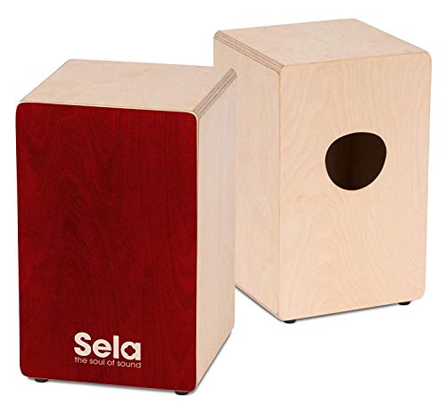 Sela SE 165 Primera Cajon Red mit Sela Snare System, aufgebaut, für Einsteiger und Fortgeschrittene, Made in Germany