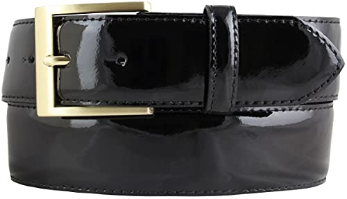 BELTINGER Lack-Gürtel aus Leder mit goldener Gürtelschnalle 4 cm | Glänzender Ledergürtel 40mm Herren | Eleganter Gürtel | Schwarz 95cm