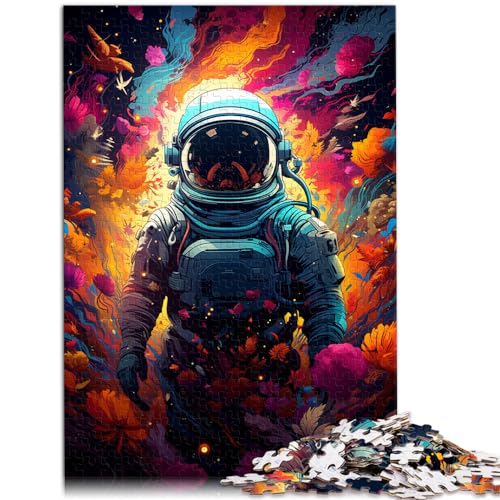 Puzzle für farbenfrohes psychedelisches Gemälde eines Astronauten, 1000-teiliges Puzzle für Erwachsene, Holzpuzzle, anspruchsvolles Spiel, 1000 Teile (50 x 75 cm)