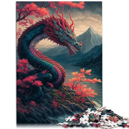 Puzzle für Drachen, asiatisch, 1000 Teile, Puzzle aus Holz, Puzzlespielzeug, Puzzle, Lernspiele, Stressabbau-Puzzle, 1000 Teile (50 x 75 cm)