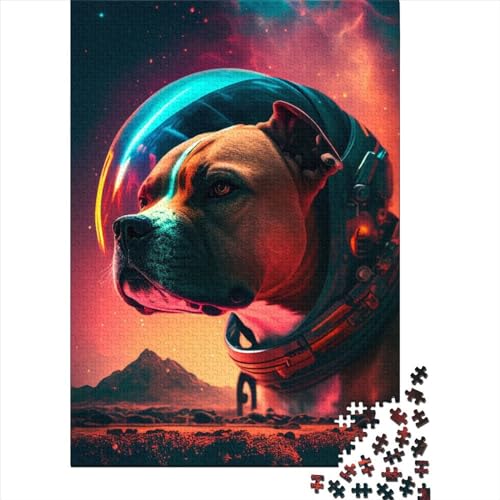 Space Pitbull Holzpuzzle Puzzles für Erwachsene und Teenager 1000 Teile Puzzles für Erwachsene und Teenager als Geschenk für Teenager 29,53 x 19,69 Zoll