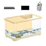 Aquarium-Starter-Kit, Aquarium-Kit, Dekoratives Salzwasseraquarium-Set, kleines Aquarium, Vielseitige Aquarien mit Korb, kreatives, stilvolles Fischaquarium für Heimdekoration, Quallen, Gupp