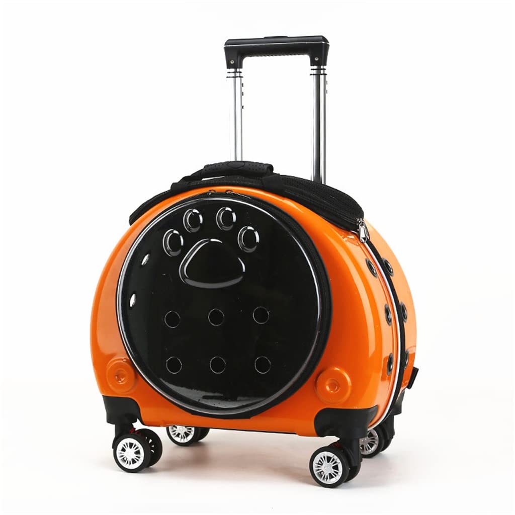 Kleiner Hunde-/Katzenrucksack, Haustier-Trolley-Tasche, multifunktionaler Kinderwagen mit atmungsaktiven Löchern, geeignet für Reisen und Ausflüge (Orange)