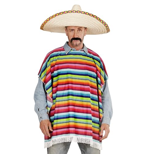 Widmann 42939 - Mexikanischer Poncho, Kostümzubehör, Accessoire, Überwurf, Mexikaner, Karneval, Mottoparty