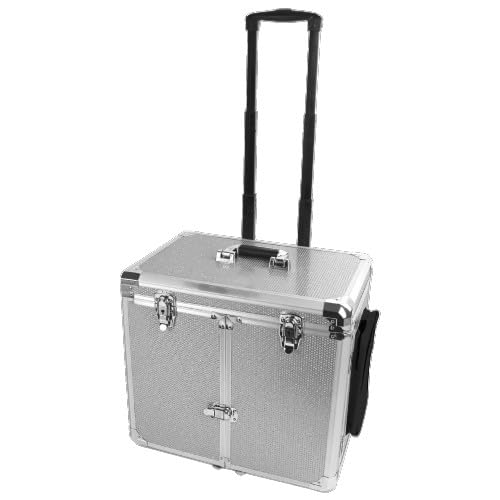Fusspflegekoffer Rollkoffer ideal für die mobile Fußpflege Trolley-Koffer mit Rollen Modell Silber Glitzer