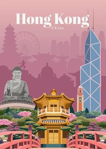 HfmQuisutron Jigsaw Puzzle 1000 Pieces Travel Scenery City Hong Kong Poster Holzspielzeug Für Erwachsene Und Kinder Stressabbau Spiel Pq94Az