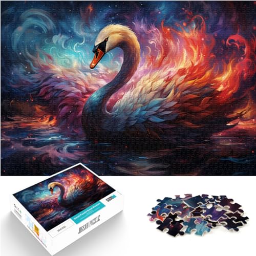 Puzzle-Spiele, Fantasie-farbiger Schwan, Puzzles aus Holz, 1000 Teile, jedes Teil ist einzigartig – anspruchsvolles, unterhaltsames Spiel für die ganze Familie, 1000 Teile (50 x 75 cm)