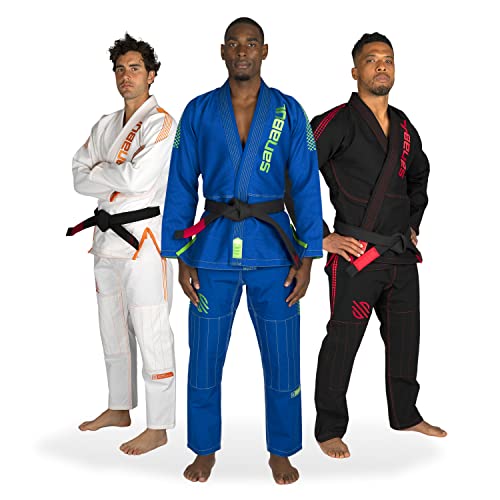 Sanabul Highlights Pro Brazilian Jiu Jitsu Gi BJJ Gi für Herren | Wettbewerb Kimono BJJ Erwachsene Gi | Premium Leichter Stoff, Blau, A2