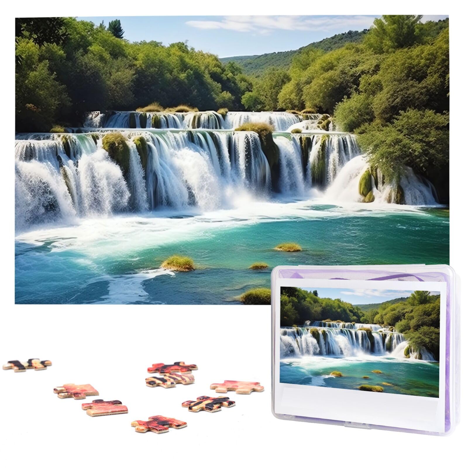 Jigsaw Puzzles 1000 Teile Für Erwachsene Wasserfälle auf Krka Fluss Jigsaw Puzzle Coole Tier Weihnachten Puzzle Geschenk Puzzle Für Familie Größe 75 X 50 cm