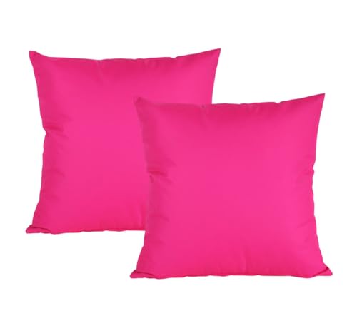 JACK 2X 50x50cm Outdoor Lounge Kissen Dekokissen inkl. XXL-Füllung Wasserabweisend Sitzkissen Garten Stuhl Lotus Effekt, Farbe:Pink