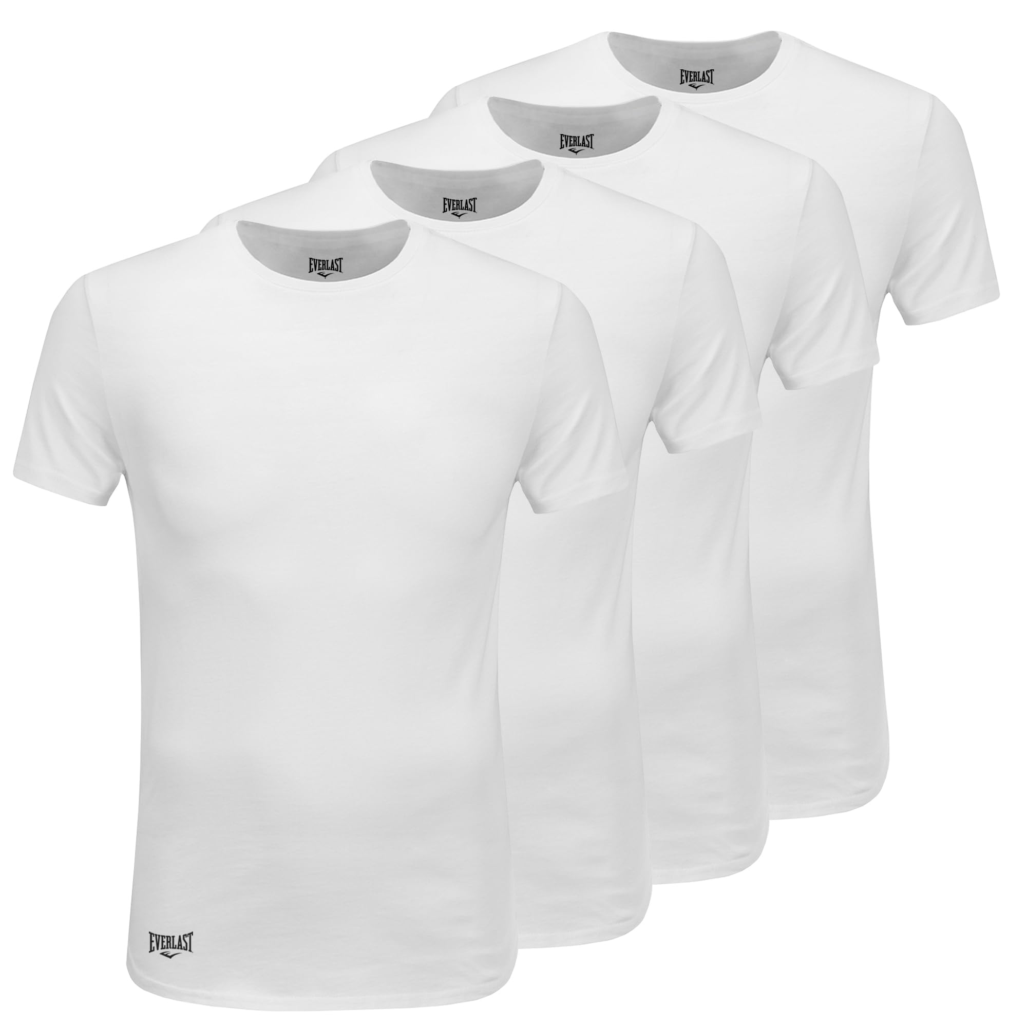 Everlast Essential Herren-Unterhemden mit Rundhalsausschnitt, atmungsaktiv, ohne Etikett, Baumwolle, 4er-Pack, Weiss/opulenter Garten, L