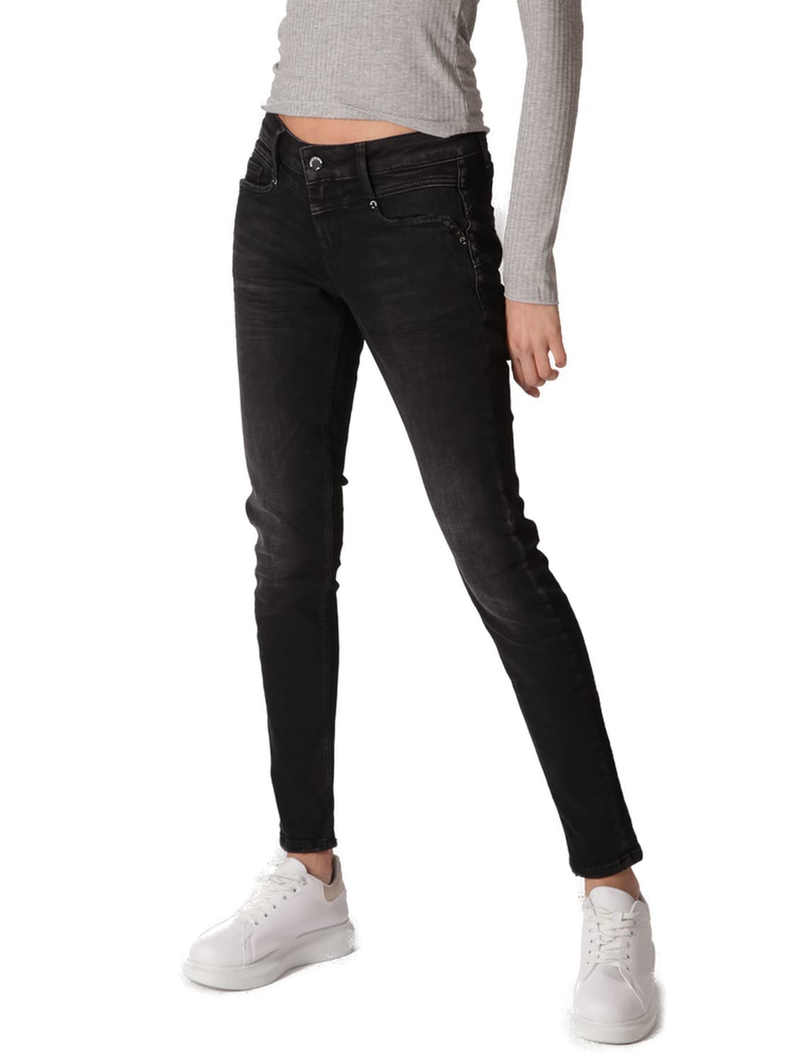 Miracle of Denim M.O.D. Damen Jeans Ellen - Skinny Fit - Schwarz- Mallorca Black W25-W34 Stretch, Größe:27W / 30L, Farbvariante:Mallorca Black 3770