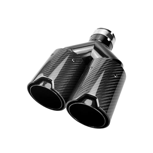 Auto Auspuffrohr Auto Carbon Fiber Glänzend Schalldämpfer Spitze Y Form Doppel Auspuffrohr Düse Dekoration Universal Edelstahl Schwarz Für Auto Auspuff Endrohr