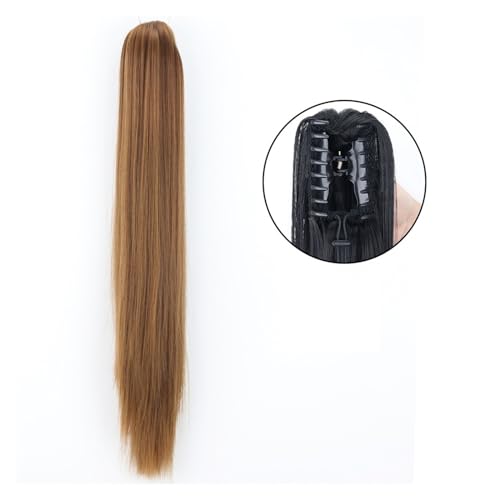 Echthaar-Pferdeschwanz-Haarteil, Long Ponytail Extension, 24" Straight Claw Clip Ponytail Hair Extensions Natural Looking Heat Resistant Synthetic Ponytail Hairpiece for Women,Pferdeschwanz-Haarteil