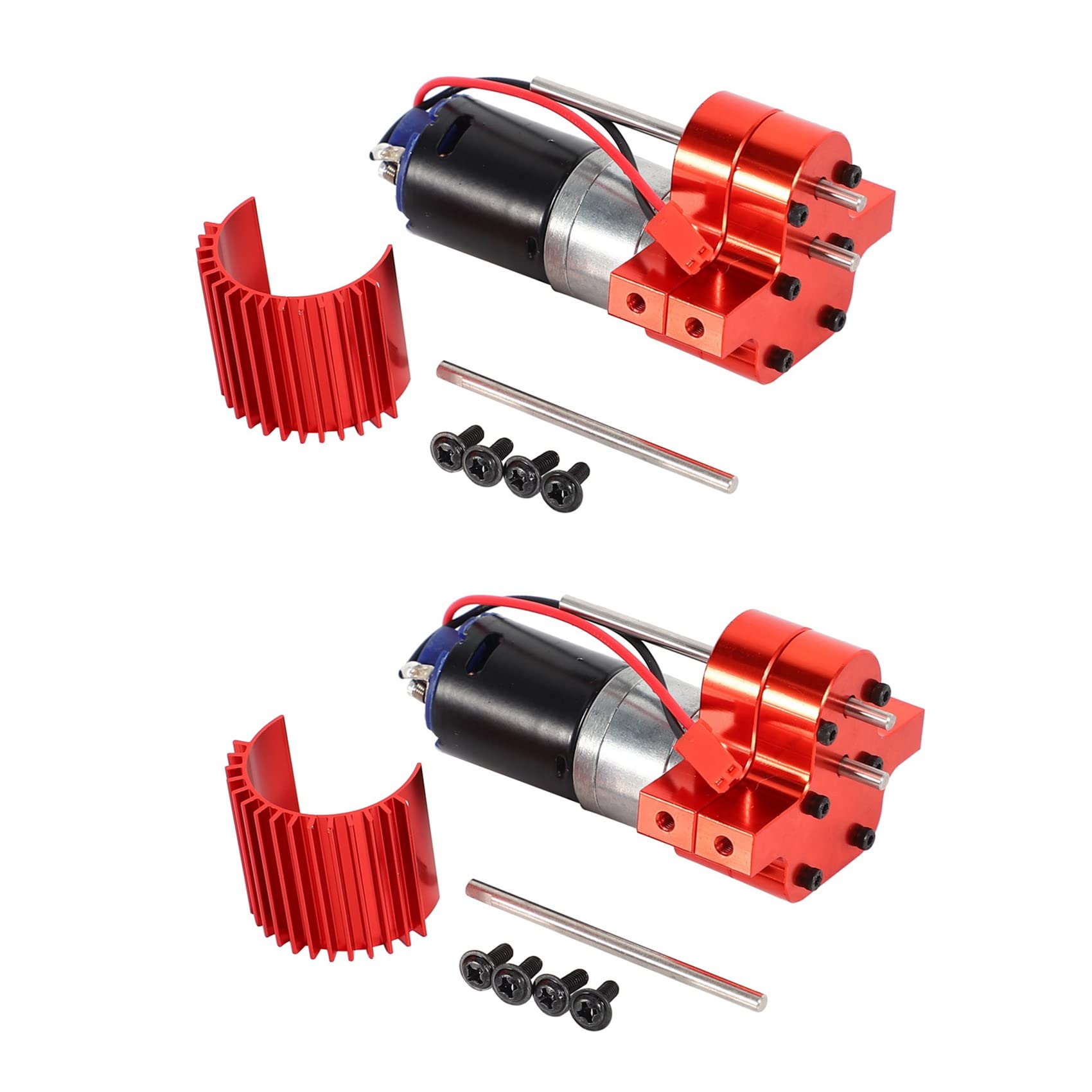 SICOSALT 2X 370 Gebürsteter Motor + KüHlköRper Getriebe Satz Aus Aluminium für C14 C24 B14 B24 B16 B36 Rot