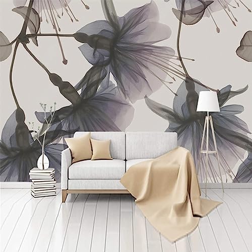 XLMING Einfache Handgemalte Schwarze Und Weiße Blumen 3D Tapeten Home Esszimmer Sofa Schlafzimmer Wohnzimmer TV Hintergrund-430cm×300cm