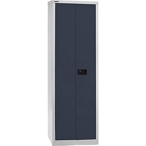 Bisley Flügeltürenschrank Universal, 4 Fachböden, 5 OH, B 600 mm, Metall, 525 Korpus Lichtgrau, Fronten Anthrazitgrau, 40 x 60 x 195 cm