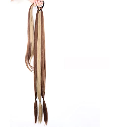 Pferdeschwanz Haarteil Synthetische lange geflochtene Pferdeschwanz-Haarverlängerungen 85 cm natürlicher blonder geflochtener Pferdeschwanz mit elastischem Haarband for Frauen Pferdeschwanz Haarverlän