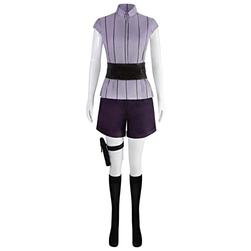 JGZGCG Anime Hyuga Hinata Cosplay Kostüm Hemd Hosen Gürtel für Frauen Halloween Party Karneval Kostüme Perücke Stirnbänder Weihnachten Rollenspiel