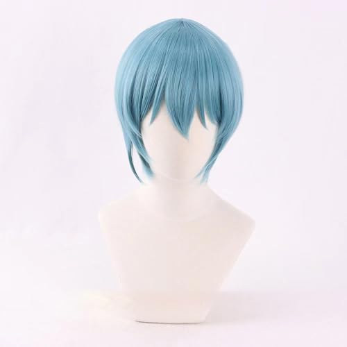 WCCNKK Anime Cosplay Perücke, BLUE LOCK Aisuūru Perücke, Blaue Kurze Haare, Mit Perückenkappe, Für Party Alltag Halloween Perücke Cosplay, Dekorative Geschenke