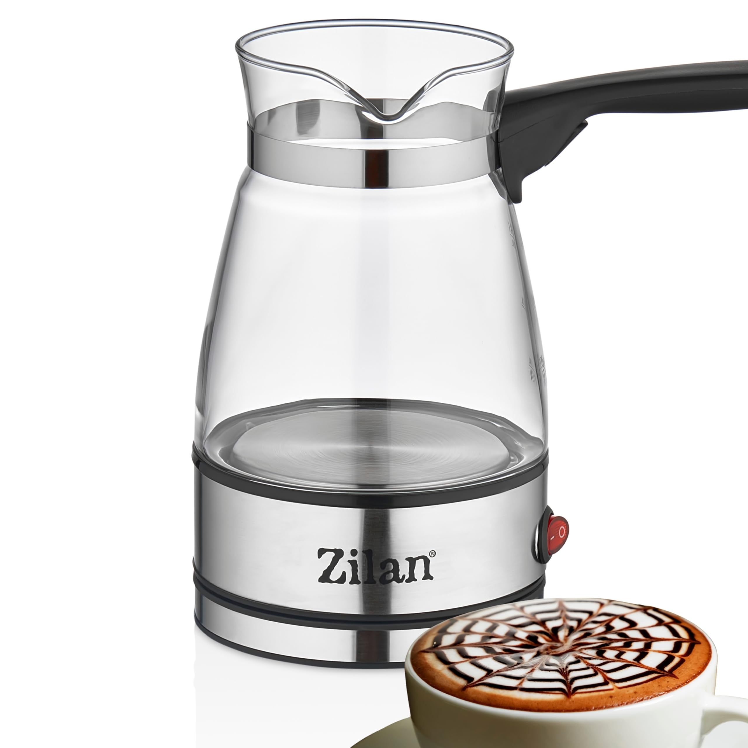 Zilan Mokka Kocher elektrisch Edelstahl Espressokocher Türkischer Kaffeekocher Mokkakanne Kaffeekocher Kaffeebereiter Kaffeebereiter Kaffeemaschine Kaffeezubereiter Kapazität: 500ml