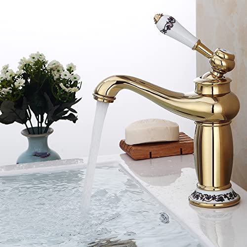 wasserhahn retro bronze waschtischarmatur für bad waschbecken armatur einhebelmischer waschtisch (Antikes Messing) Retro Einhebel Wasserhahn Waschbecken Küche Messing Mischbatterie Gold Armatur