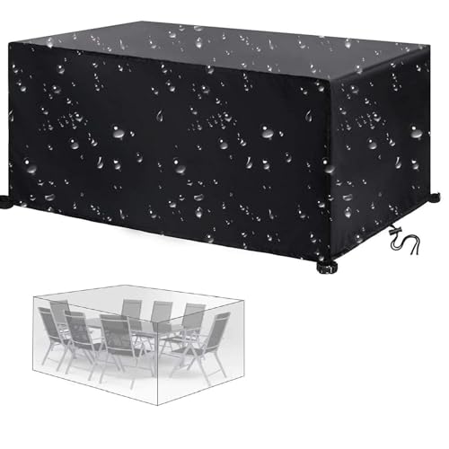 Gartentisch Abdeckhaube für Gartenmöbel 275x110x80cm Outdoor-Tischabdeckung für Tische und Stühle-Patio Rechteckige Set Bezüge Wasserdicht-Rattan Sofa Abdeckung Schutzhülle gartenmöbel Wasserdicht