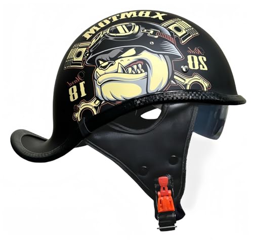 Motorradhelm Für Erwachsene, Kappe, Halber Helm, ECE-Zugelassener Offener Moped-Helm Mit Visier, Roller-Cruiser-Motorradhelm Für Männer Und Frauen D,XL59-60CM