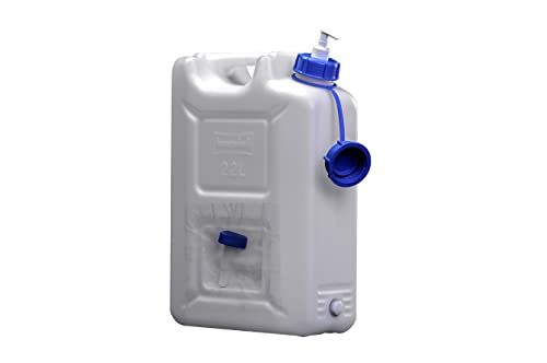 hünersdorf | 816710 Hygiene Kanister | 22l Wasserkanister inkl. 250ml Seifenspender + Ablasshahn | natur