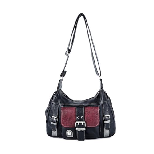 ohodhmnu Damen Tragetasche, Damen Schultertasche PU Leder Tasche Damen Punk Tasche Vintage Tasche für Tägliche Dating, grün, Small