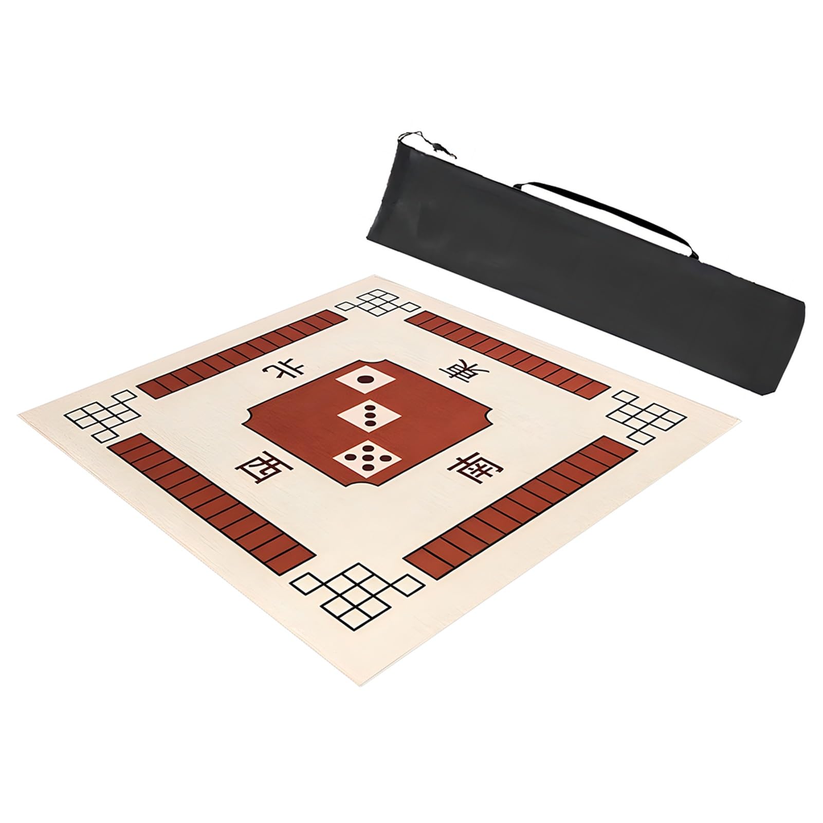 Mahjong Tischmatte,Kachel Spiele Tischabdeckung, Verdickte Mahjong-Tischmatte, rutschfeste Mahjong-Tischmatte mit Geräuschreduzierung und Aufbewahrungstasche for Mahjon Poker(Brown,88x88cm(34.64x34.64