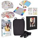 HP Premium Zink Fotopapier (50 Stück) mit Fotoalbum, Etui, Aufklebern, Markern