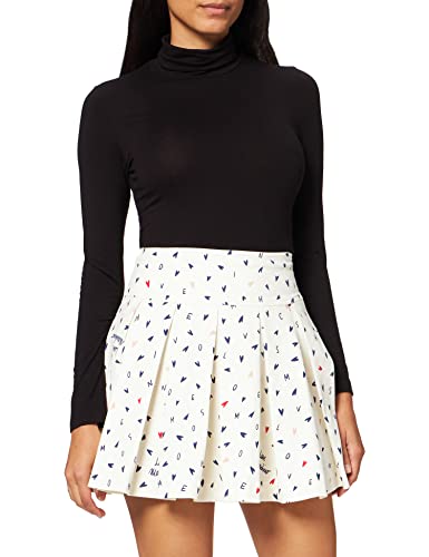 Love Moschino Damen Printed in All-Over Mini Hearts Skirt, F.BCO SCRI.NERE, 42