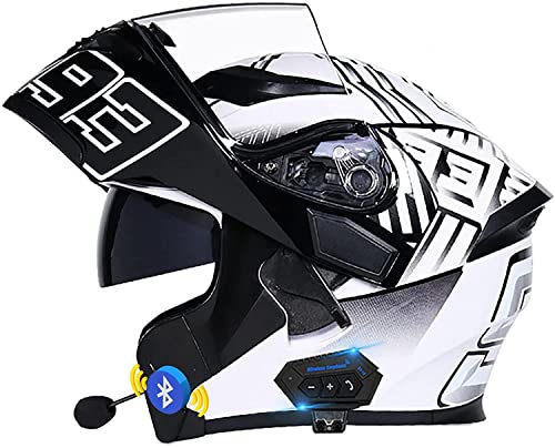 Klapphelme mit Bluetooth-Motorradhelm Damen und Herren,DOT/ECE Zertifiziert Modularer Helme Integralhelm Motorradhelm mit Double Lens Rollerhelm Sturzhelm (Color : I, Größe : 2XL=63-64cm)