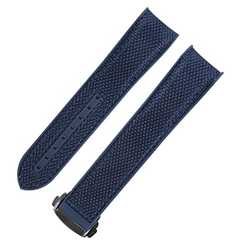 NEYENS Gummi-Uhrenarmband für Omega Seamaster, Faltschließe, luxuriöses Nylon-Silikonarmband, Zubehörteile, 20 mm, Achat