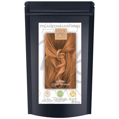 Pflanzenhaarfarbe in versch. Farben "warm light brown" SET inkl. Handschuhe, Abdeckhaube & Shampoo ohne Chemie Haarfarbe vom Naturfrisör | 130g by Thats me organic® (warm light brown)