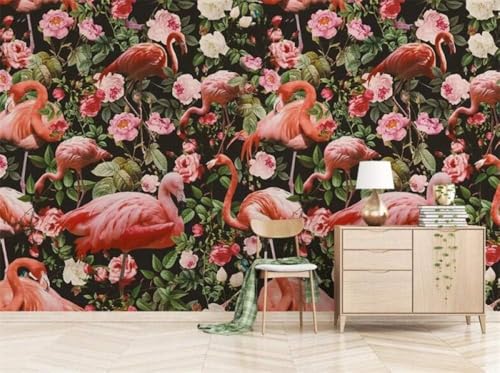 Handgemalte Flamingo-Rose 3D Tapete Poster Restaurant Schlafzimmer Wohnzimmer Sofa TV Dekorative Wand-250cm×170cm