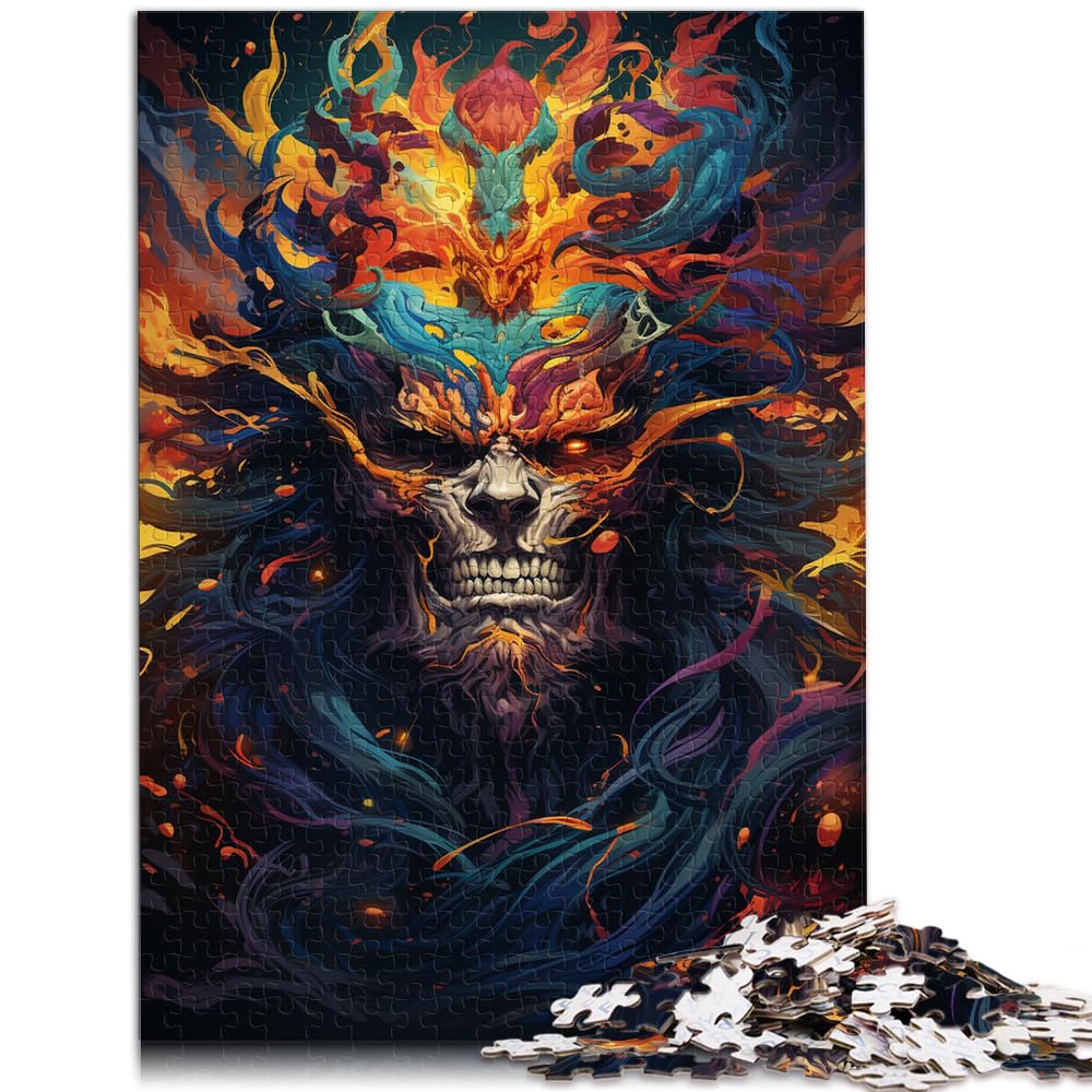 Spielgeschenk Puzzle Bunte Psychedelia Wilder Krieger 1000-teiliges Puzzle für Erwachsene Holzpuzzle lustige Familienspiele 1000 Teile (50 x 75 cm)