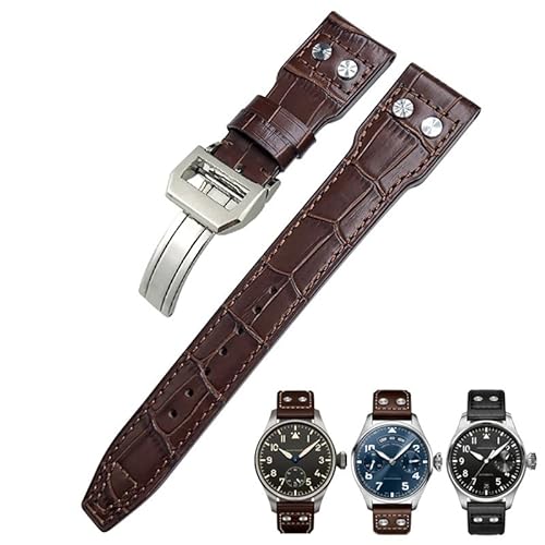 NEYENS Uhrenarmband aus echtem Leder, 22 mm, passend für IWC Big Pilot Watch IW3777, Kalbslederband, Without Buckle, Achat