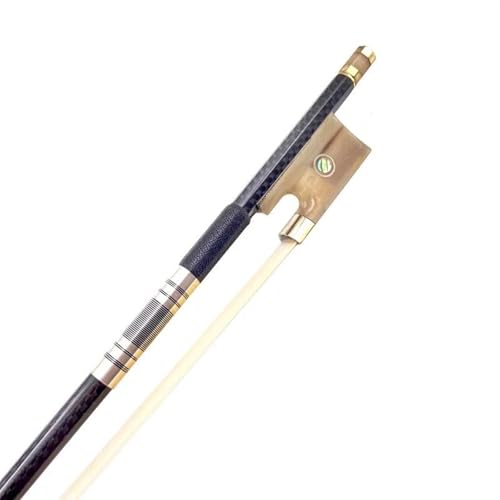 Instrumentenbogen Professioneller Neuer Hellschwarz Karierter Gitter-Carbonfaser-Stick-Geigenbogen Fiddle Bow(White bow frog)