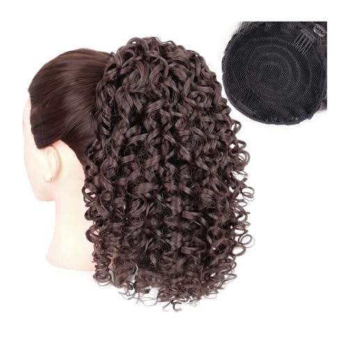 Pferdeschwanz Haarteil Kurze Afro Kinky Curly Pferdeschwanzverlängerung for schwarze Frauen, 12-Zoll-Puff-Pferdeschwanz mit Kordelzug und 2 Clips, synthetischer Afro-Pferdeschwanz mit Kordelzug Pferde