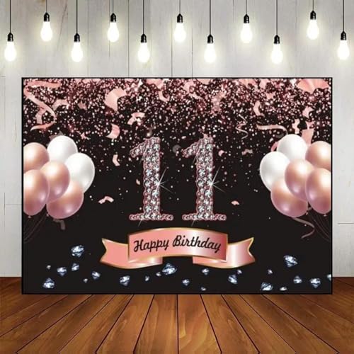 Alles Gute zum 11. Geburtstag Party Geschlecht Enthüllen Hintergrund Prinzessin Kuchenständer Banner Smash Ballon geboren Fotografie Requisiten Dekoration 210X150cm