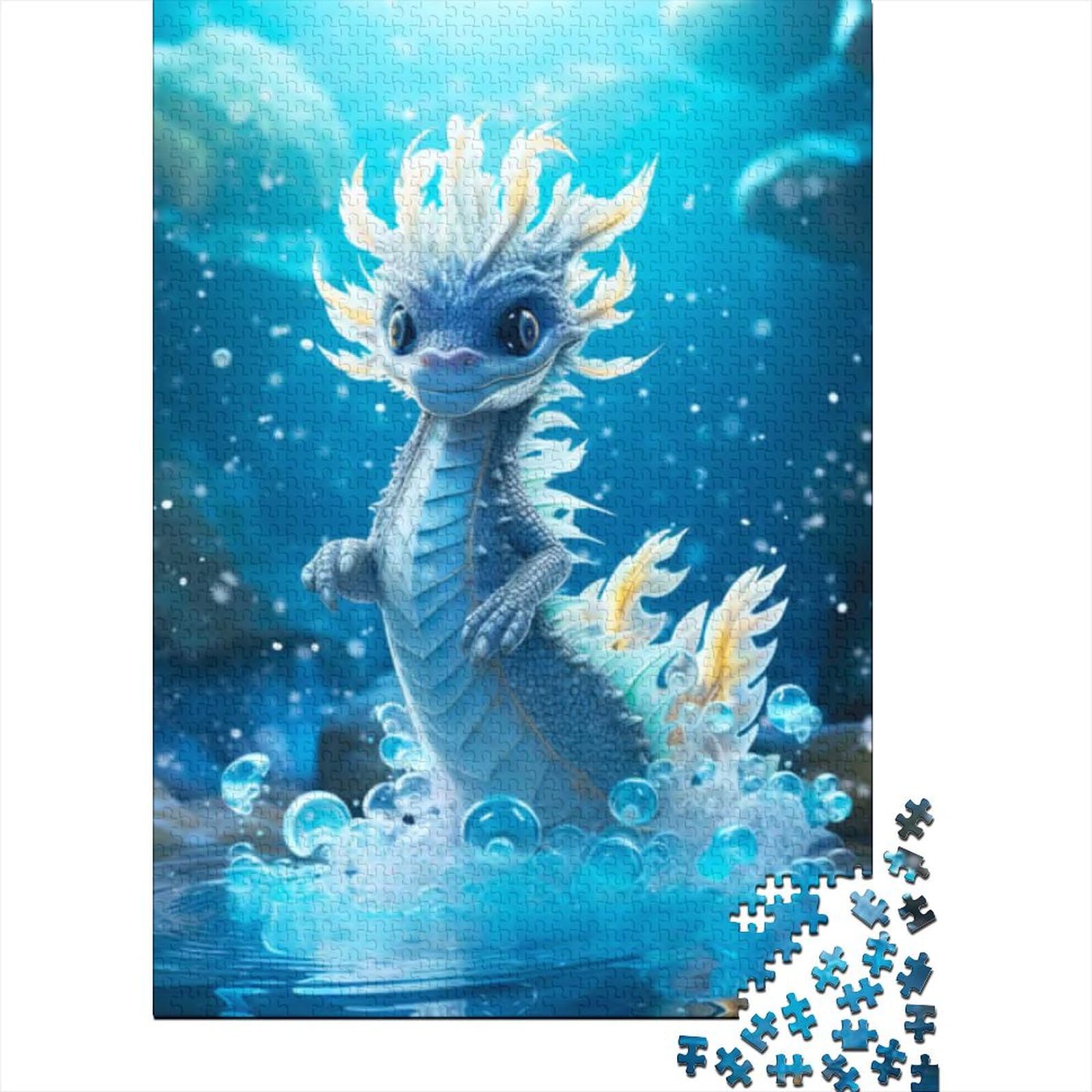 1000-teiliges Premium-Puzzle „Niedlicher Baby-Wasserdrache“ aus Holz, Puzzle für Erwachsene und Jugendliche, pädagogisches Spielzeug zum Stressabbau, Puzzle (Größe: 75 x 50 cm)