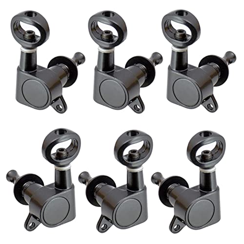 Gitarren Stimmwirbel Gitarre-Tuning-Pegs-Tuner Maschinenköpfe Full Closed Tuning PEG Sliver/Schwarz Für Elektrische/Akustische Gitarre (Color : Black)